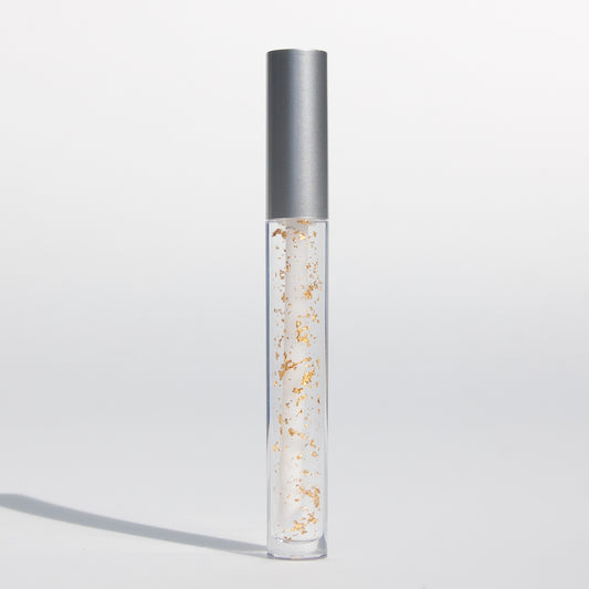 Clear, Everyday Lip Oil | Non-Greasy, Vegan Formula | With Flower Petals, 24K Gold Flakes